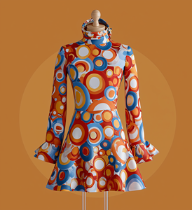 Robe disco des années 70, vintage, manches cloche, imprimé, thème hippie, <span class=keywords><strong>costume</strong></span> d'Halloween inspiré de films et de séries télévisées, avec bandeau - Product Image 4