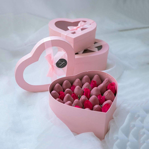Hộp Kẹo Sô Cô La Trái Tim Dâu Tây Logo Tùy Chỉnh Bao Bì Với Cửa Sổ Trong Suốt Hộp Bao Bì Sô Cô La Rỗng Quà Tặng Hoa - Product Image 2