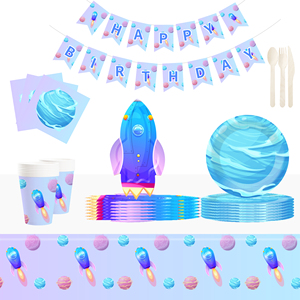 Fournitures pour fête d'anniversaire sur le thème de l'espace DAMAI, assiettes en papier, gobelets, serviettes, décorations de fête galactiques jetables pour 8 invités - Product Image 1