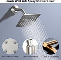 Système de douche à effet pluie LED à montage au plafond, deux douches carrées de 6 pouces, deux jets à main, commande thermostatique à 4 fonctions