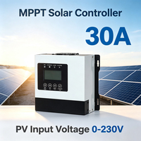 Controlador de Carga Solar MPPT 30A 12V-96V, Entrada PV Máx. 230V, Activación de Batería de Litio, Regulador Solar RS485 para Sistemas Solares Domésticos y de Autocaravanas