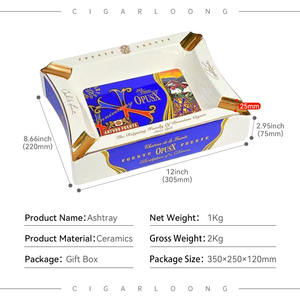 Cenicero de cigarros de cerámica conmemorativo de gran capacidad cuadrado de lujo CIGARLOONG con caja de regalo - Product Image 6
