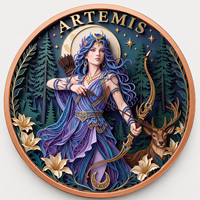 Pièce de monnaie en cuivre fin 999 de 5 oz, électroplaquée, mythologie grecque, Artemis, relief 3D, impression UV, artisanat métallique
