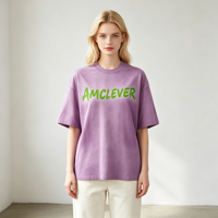 Camisetas para Hombre AMCLEVER 2026, 280gsm, Algodón Grueso, Lavado Ácido Vintage, Color Degradado, Estilo Urbano, Logotipo Personalizado OEM