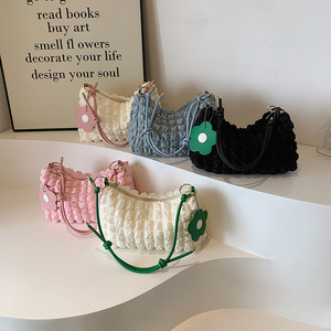 HOT SALE Wrinkled Large Capacity Solid Color Flower Knotted Shoulder Strap <b>Small</b> <b>Bag</b> for Women.Z0020 - Product Image 1