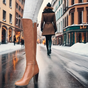 Solid Ankle Buckle Pointed <b>Toe</b> Side Zip <b>Women</b> Knee High <b>Boots</b> Chunky Heel PU Upper Anti-Slippery Short Fur Winter Autumn Spring - Product Image 2