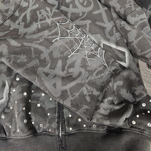 هودي رجالي من المصنع بسحاب، مغسول بالأحماض، 100% قطن، نمط صلب، طباعة بارزة، مقاس XL، طباعة رقمية مباشرة على القماش، نقشة الفهد، هودي بغسيل حمضي ثقيل - Product Image 4