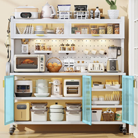 Meuble de rangement de cuisine moderne minimaliste sur pied, non pliable, avec support pour four à micro-ondes et étagère métallique multi-niveaux
