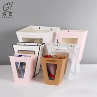 Sac cadeau spot avec fenêtre Emballage de sac cadeau de fleurs fraîches transparentes avec sac fourre-tout de fenêtre souvenir