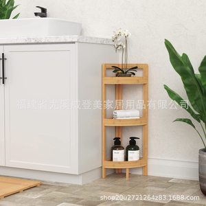 Estantes de esquina triangulares de bambú para suelo, estanterías de bambú para esquina de habitación, personalizables, al por mayor. - Product Image 1