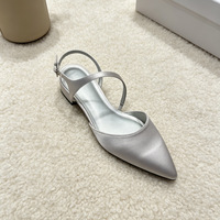 Escarpins plats à bout pointu pour femmes, avec bride arrière, semelle souple, en microfibre beige, pour le bureau et les trajets quotidiens, vente en gros OEM ODM