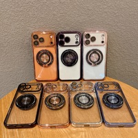 Support magnétique rotatif électroplaqué pour iPhone 13 14 15 15 17 18 ProMax 16 Plus, protection intégrale de l'objectif de l'appareil photo, coque antichoc
