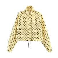 ZEVITY Manteaux Courts Imprimés à Pois pour Femmes, Vestes à Manches Longues Style Urbain pour Femmes 2026, Élégantes pour le Bureau et Tenues Décontractées