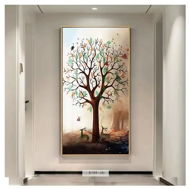 2024 방수 베란다 장식 벽걸이 형 생명 나무 크리스탈 도자기 그림