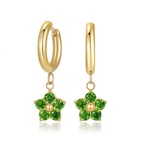 Venta al por Mayor de Joyería Fina de Acero Inoxidable 316L, Chapada en Oro de 14k y 18k, Pendientes de Zirconia con Diseño Floral para Mujer - Product Image 5