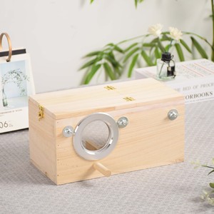 Caja de cría de pájaros rectangular de madera maciza, color natural, 12x12x19.5cm, para nido de periquitos y agapornis - Product Image 1