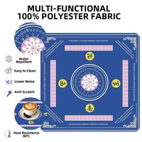 Alas Meja Mahjong Amerika Ukuran 80x80cm, Anti Slip, Tahan Air, Jacquard, Bebas Lipatan, untuk Permainan Kartu Poker