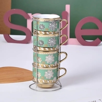 Tasses en céramique arabes Ensemble de table basse de luxe européen Coffret cadeau de 6 tasses à café Tasse à café en céramique turque et soucoupe