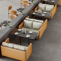Mobilier de restaurant Booth Seating Sofa Cafe Table et chaises Set Table en bois moderne en bois massif Abri en bois Dining Booth