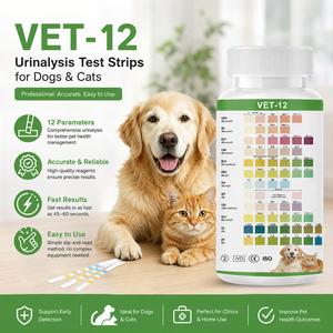 Bandelettes de test urinaire SAFVET VET-12 paramètres pour animaux de compagnie, bandelettes urinaires pour chiens et chats, kit de diagnostic urinaire - Product Image 1