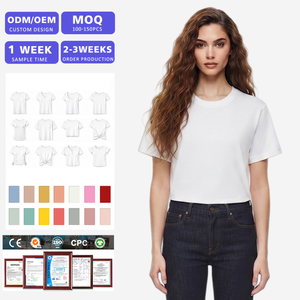เสื้อยืดคอกลมแขนสั้นทรงหลวมสำหรับผู้หญิง ผ้าฝ้ายนุ่ม ระบายอากาศได้ดี เหมาะสำหรับใส่ทุกวัน สไตล์ลำลอง ได้รับมาตรฐาน BSCI รับผลิตแบบ OEM - Product Image 1