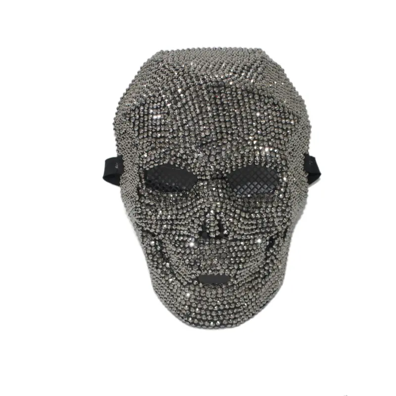 Masquerade party characters dress up props  hand-inlaid diamonds exquisite full face skull mask  Halloween role-playing party ma