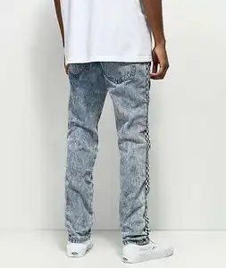 Apparel Suppliers Men's Straight Casual Jeans Low Crotch Acid Wash Distressed Street Wear Mid Zipper Fly Sustainable-Clothing