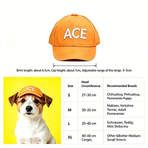 Adjustable Dog Baseball Cap with Curved Back Design and ACE Letter Embroidery Outdoor Pet Sun <b>Hat</b> for Small Medium Dogs - Product Image 6