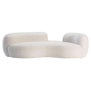 Canapé modulaire en tissu velours d'agneau incurvé pour salon, magasin de vêtements, réception ou pizzeria, couleur crème, modèle Shingle Than - Product Image 6