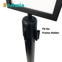 Barrière de file d'attente Bestwin en acier inoxydable noir, poteaux rétractables de 1,8 m avec ceinture pour le contrôle des foules