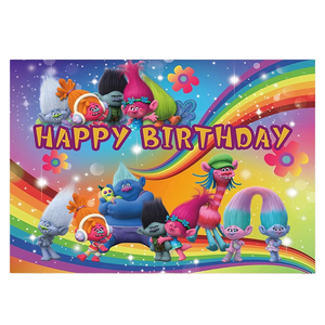 Tr0lls tema fondo <span class=keywords><strong>de</strong></span> vinilo decoración <span class=keywords><strong>de</strong></span> fiesta <span class=keywords><strong>de</strong></span> feliz cumpleaños para niños niño y niña accesorios <span class=keywords><strong>de</strong></span> estudio fotográfico boda Decorations-X0219 - Product Image 1