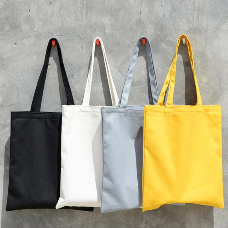 Multicolor High-Quality Eco Reusable Handbags blank Cotton Canvas Tote grocery shopping bags with Zipper