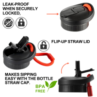 Bouteille d'eau en acier inoxydable FAYREN, anti-fuite, avec couvercle à clapet, paille et base en silicone pour la randonnée et le camping