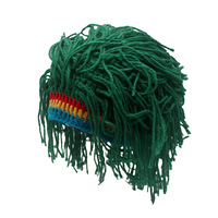 Gorros Divertidos con Peluca y Barba, Tejidos a Mano, Estampado Digital, Estilo Retro Común, Hippie, Rasta, Rastas, Gorros para Fiestas de Halloween