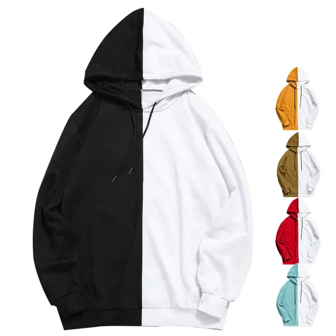 Sudadera con logo personalizado para hombre, ropa de calle con capucha bicolor dividido, 2020