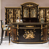 Meuble de bar antique français sculpté, table de bar, comptoir de bar, style antique, bois sculpté, bois de bouleau, luxe européen, 1 pièce