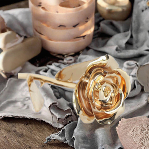 Gold Plated <b>Rose</b> Figurine Metal Flower Ornament 3D Plated Craft for Valentine's Day Gift <b>Box</b> Decor - Product Image 3