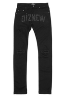 Pantalons en denim délavé personnalisés DiZNEW, pantalons déchirés brodés, couture, taille plus, rue, rock, jeans pour hommes