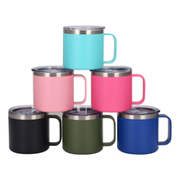 Mug isotherme en acier inoxydable de 14 oz avec poignée, tasse à café isolée, tasse à thé de voyage pour le bureau, le camping