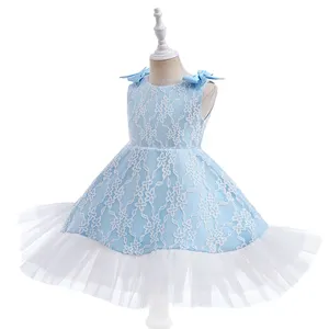 MQATZ Baby Girls Lace Embroidery Flower Dress for Girls Silk Princess Party Dresses Formal Wedding Party Children Kids Clothing