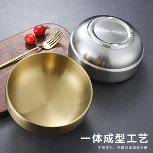 Golden Stainless Steel Bowl Extra Large For Bibimbap Ramen Noodle Serving Home Use Solid Color - Product Image 5