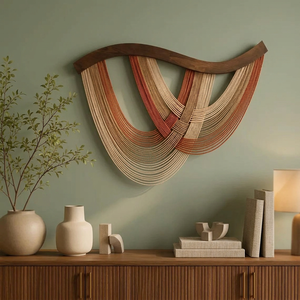 Décoration murale en macramé bleu de style unique, idéale pour la décoration moderne de la maison, les arrangements de fête et la décoration élégante d'événements. - Product Image 1