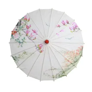Chinese Japanese Children DIY Drawing Umbrella Wedding Decoration Photo Props White Parasol Paper Umbrellas for Crafts