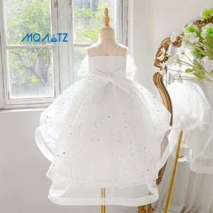 MQATZ Elegante Abito Estivo per Bambine con Gonna a Campana, Vestito Casual con Scollo Tondo e Velo Vaporoso, Design alla Moda per Bambine - Product Image 3