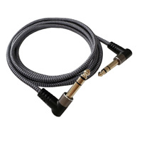 Custom Length 0.2m 20cm Length 90 Degree Angle 6.35mm Male to 6.35mm Male Bare Copper Audio Cable