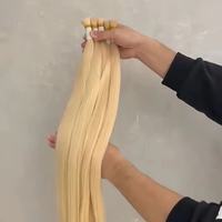 Extensions de cheveux humains vierges de qualité supérieure, double épaisseur, cuticules alignées, blondes, lisses, en vrac, cabello humano