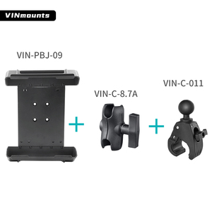VINmounts Industrial <b>Tablet</b> Clamp for 260x157x30mm Devices with 8.7cm Double Socket Arm 360° Adjustable Pipe Mount Forklift Use - Product Image 2