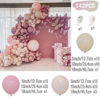 Kits d'Arche de Chaîne de Ballons DIY Rétro Blanc Mat Maca Rose Rouge Poudre Macaron pour Décoration de Fête d'Anniversaire, Mariage, Baby Shower