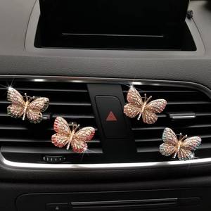 Y-1101 Clip de décoration papillon coloré incrusté de diamants pour diffuseur de parfum de voiture et grille d'aération de climatiseur - Product Image 6