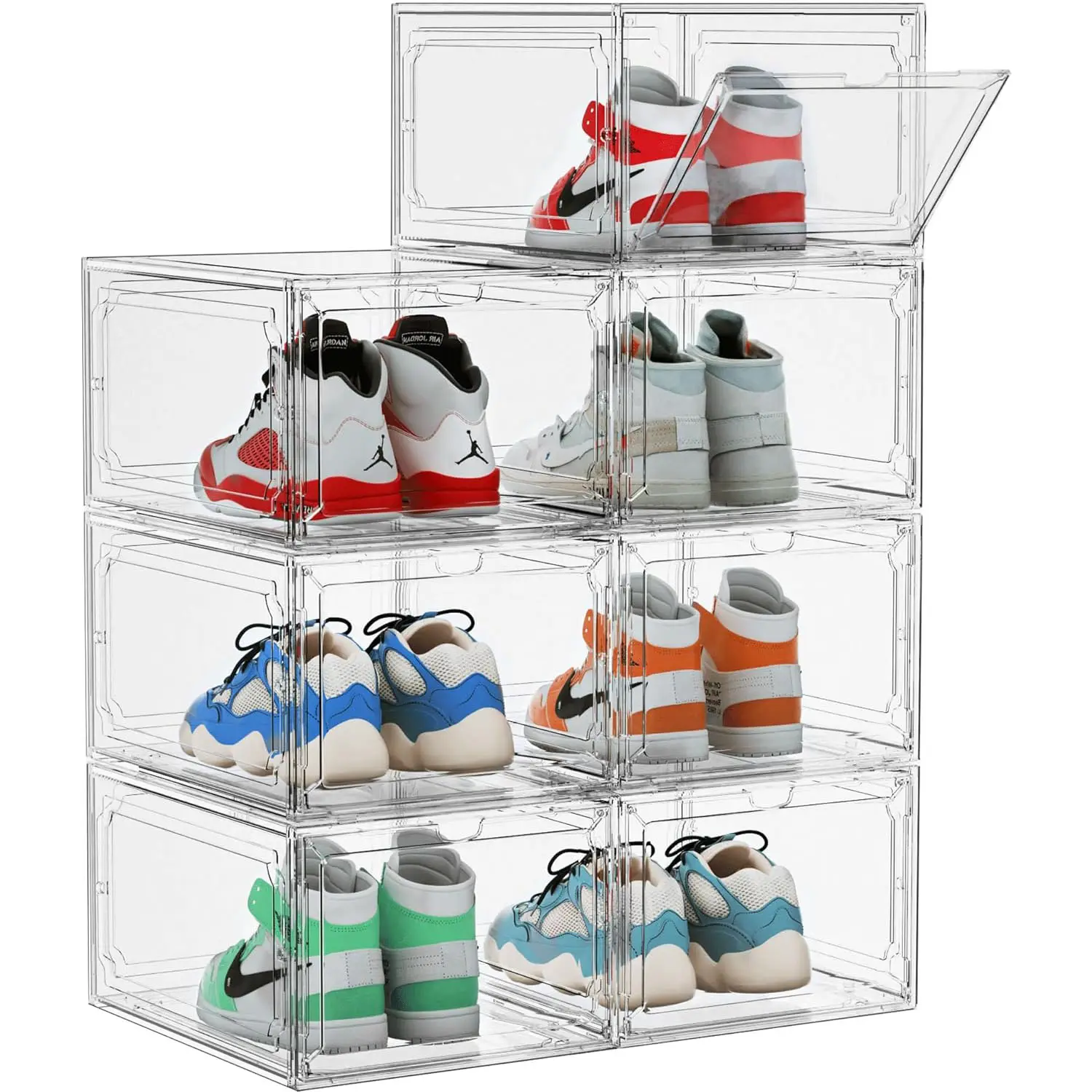 Hộp giày với biểu tượng tùy chỉnh UV bảo vệ hộp giày lưu trữ Acrylic Hộp giày từ rõ ràng
